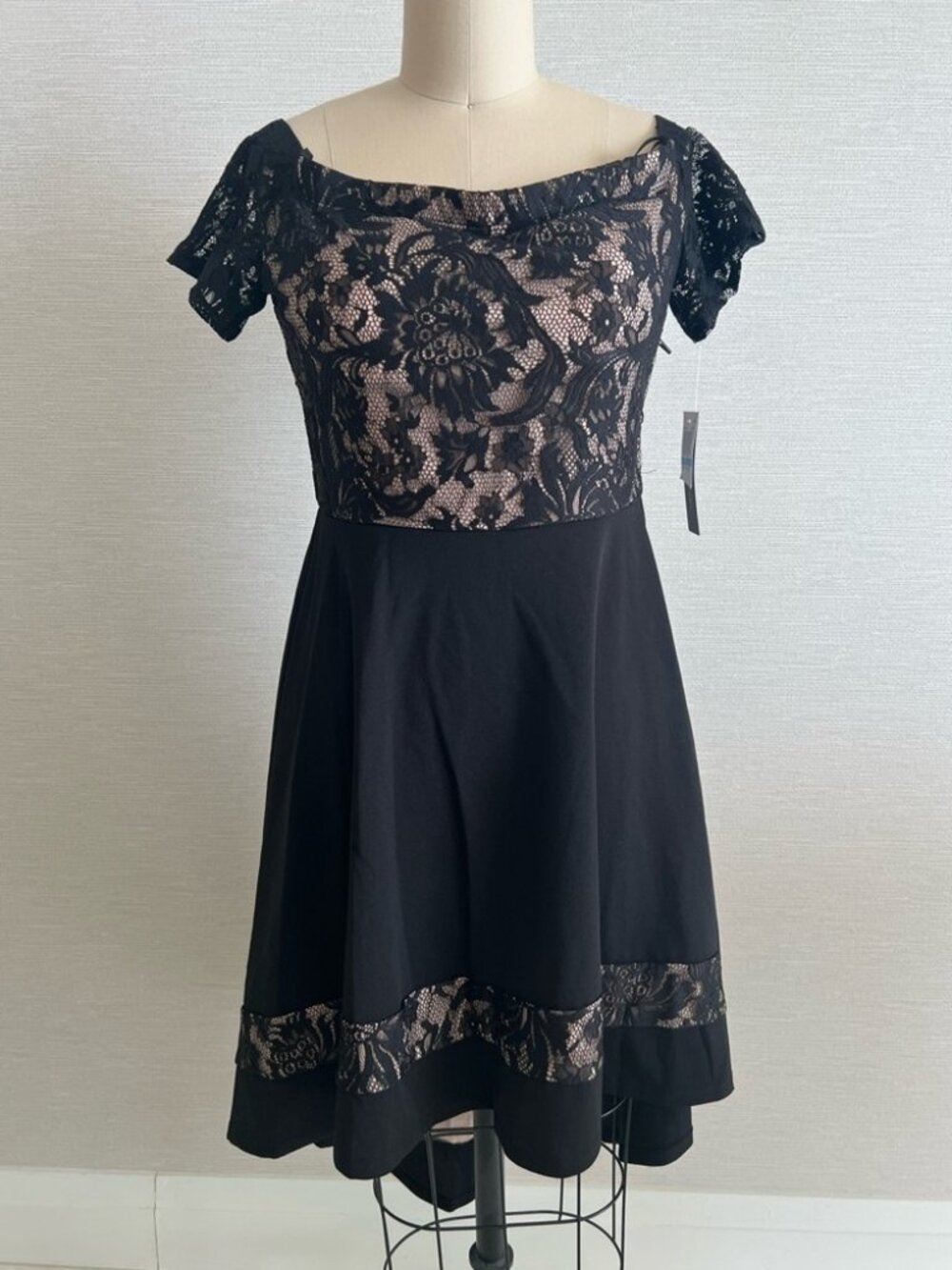 City Studio Black Lace High Low Dress Sz 9 NWT